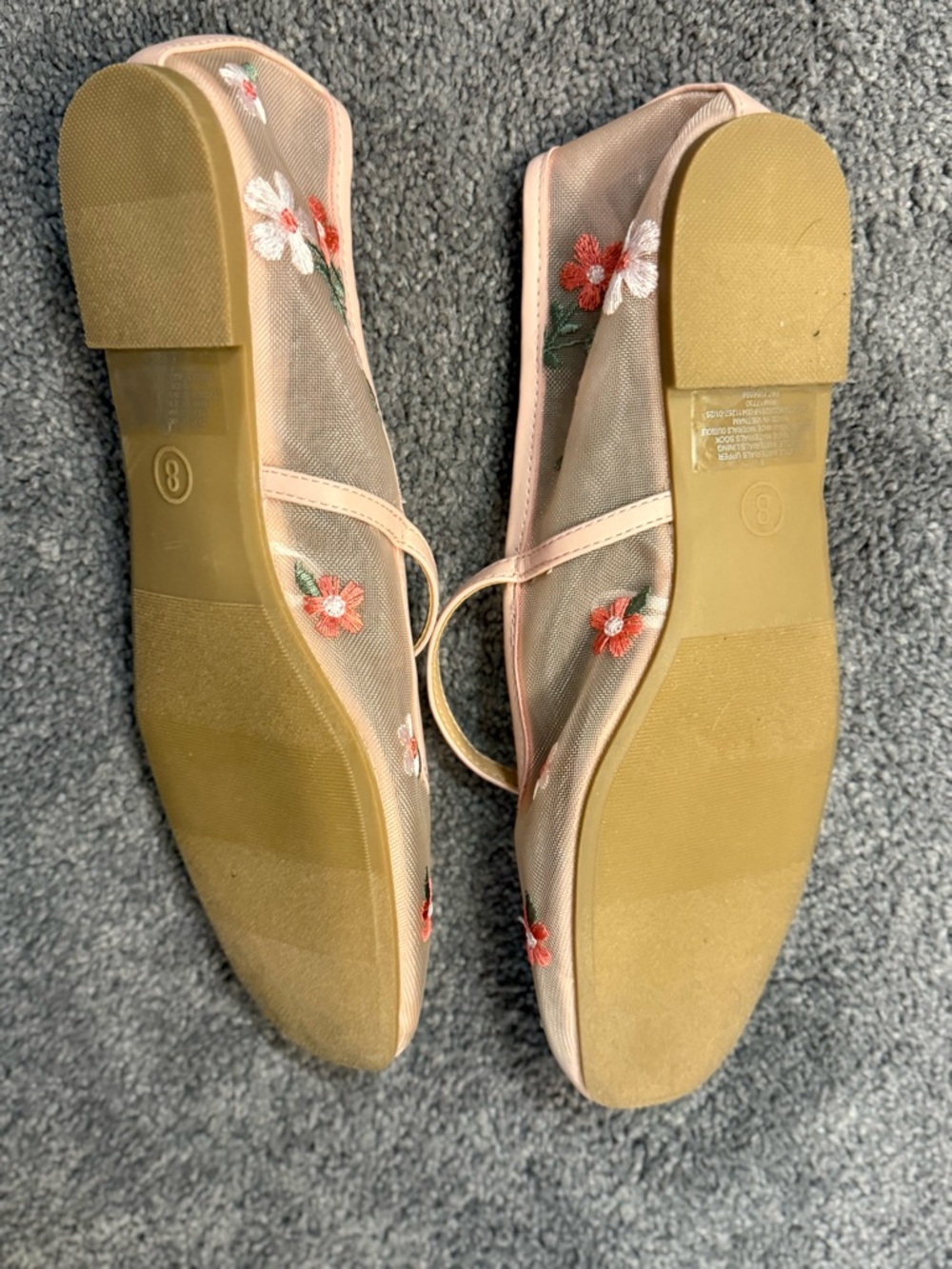 wild fable Beige Floral Embroidered Mary Jane Flats with Pink and White Flowers - Picture 2 of 2